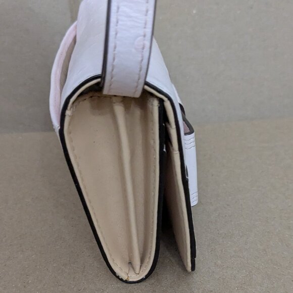 Kate Spade New York Leather Bow Wallet Wristlet Clutch Cream Retractable Strap - Picture 4 of 11